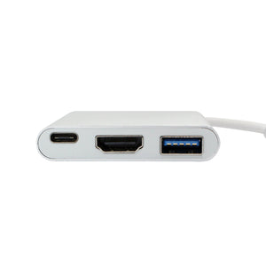 3 in 1 Type C Hub Adapter - 4K HDMI Port,1 USB 3.0 (5 Gbps) - PD port allows to pass through charging to power your device (up to 60W - 20V/3A).