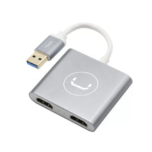 Load image into Gallery viewer, USB A to Dual HDMI Hub/Adapter - Full HD resolution (USB 3.0) and SuperVGA (USB 2.0)
