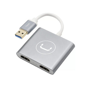 USB A to Dual HDMI Hub/Adapter - Full HD resolution (USB 3.0) and SuperVGA (USB 2.0)