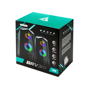 Unno Tekno Desktop Speakers BRV30 Gaming USB 2.0 - Black LED