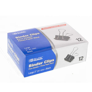 BAZIC LARGE 2" (51MM) BLACK BINDER CLIP (12/BOX)