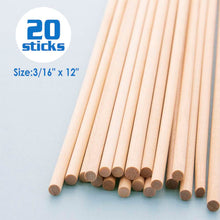 Load image into Gallery viewer, BAZIC 3/16&quot; X 12&quot; ROUND NATURAL WODDEN DOWEL (20/BAG)