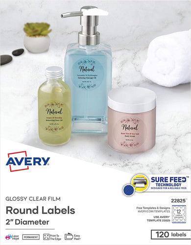Avery® Glossy Clear Round Labels with Sure Feed™, 2