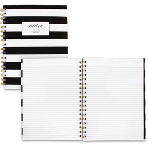 Mead Cambridge Notebook - Twin Wirebound - Ruled - Black & White Cover Stripe