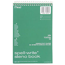 Load image into Gallery viewer, Mead® Spell-Write® Green WB Steno Book, 80 ct 6&quot;x9-5/16&quot;