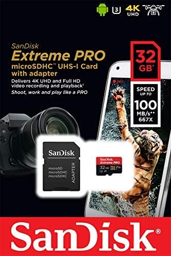 SanDisk Extreme Pro 32GB microSD UHS-I Card w/Adpt 100 Mb/s C10,U3,V30,A1