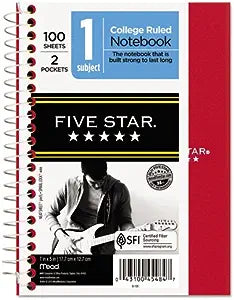 Mead Five Star 5" x 7" Poly Cover Perforated College Ruled Wirebound