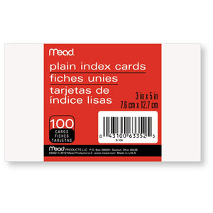 Mead® Plain Index Cards, 100 ctOO