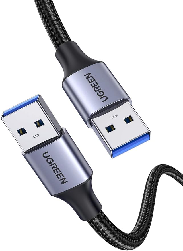 UGREEN USB-A MALE TO USB-A MALE USB 3.0 ALU CAS BRAIDED CABLE 1M (BLACK)