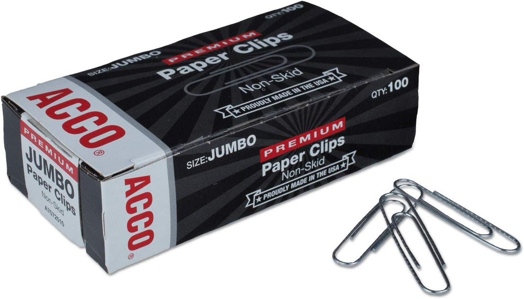 ACCO Jumbo Paper Clips Silver 1 Box of 100 Clips