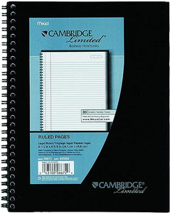 Mead Cambridge Wirebound Notebook, White, 9-1/2 X 7-1/4 160pgs