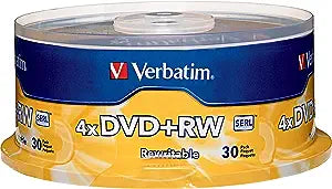 VERBATIM DVD-RW 4.7GB 4X WITH BRANDED SURFACE - 30PK SPINDLE