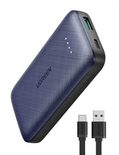 Load image into Gallery viewer, UGREEN 10000mAh MINI PD FAST CHARGING POWER BANK USB-A + USB-C (BLUE)