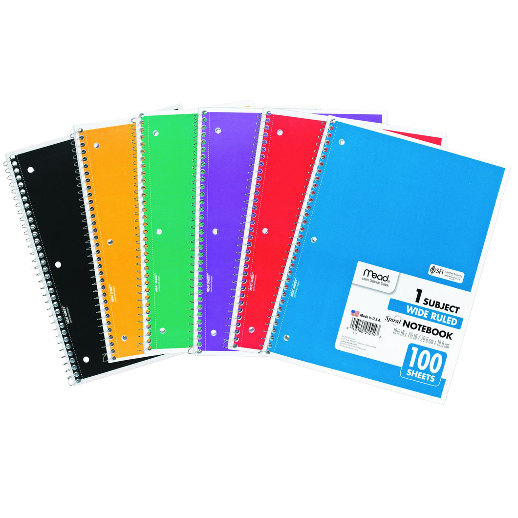 Mead® Spiral® 1 Subject Notebook, 100 ct, WR
