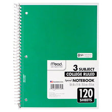 Load image into Gallery viewer, Mead® Spiral® 3 Subject Notebook, 120 ct, WR