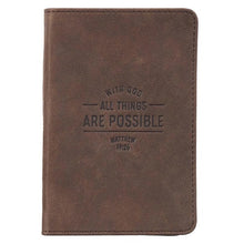 Load image into Gallery viewer, All Things Are Possible Pocket-sized Full Grain Leather Journal - Matthew 19:26