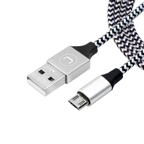 Unno Tekno Micro USB 2.0 Braided Cable Silver 1.5m/5ft
