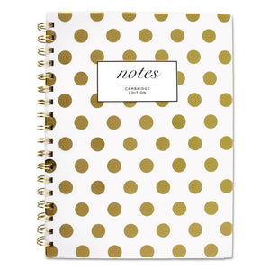Cambridge Gold Dots Hardcover Medium Notebook, 1 Subject, Wide/Legal Rule, White/Gold Dots Cover, 9.5 x 7, 80 Sheets
