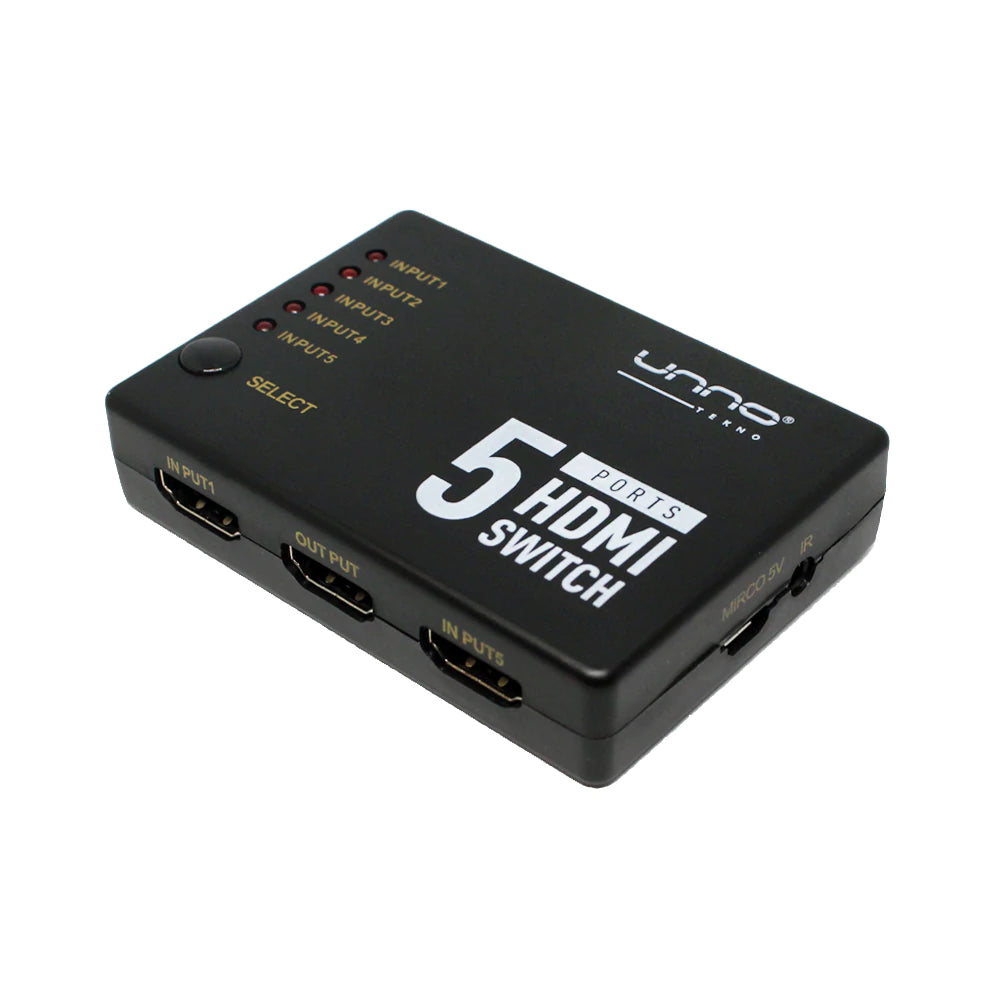 HDMI Switch 5 ports  - 4K/2K, HDMI 1.4, HDCP 1.4, Automatic Switching, USB Powered, Remote Control with IR