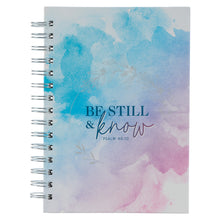 Load image into Gallery viewer, Be Still &amp; Know Pink and Blue Watercolor Large Wirebound Journal - Psalm 46:10