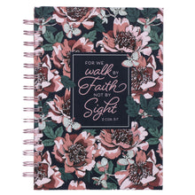 Load image into Gallery viewer, Walk By Faith Pink Floral Large Wirebound Journal - 2 Corinthians 5:7