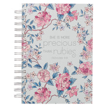 Load image into Gallery viewer, More Precious Than Rubies Pink Floral Wirebound Journal - Proverbs 5:13
