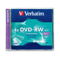 VERBATIM DVD-RW 4.7GB 4X with Branded Surface - Slim Case