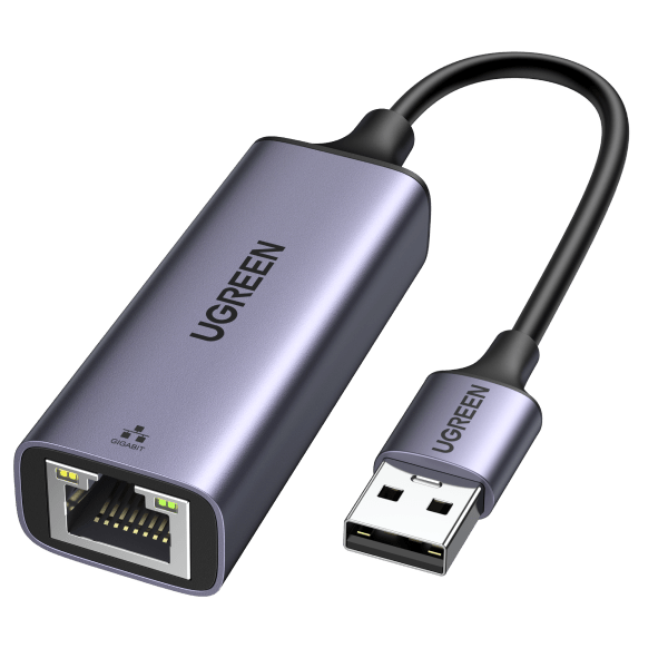 UGREEN USB TO RJ45 ETHERNET ADAPTER ALUMINUM CASE (SPACE GRAY)