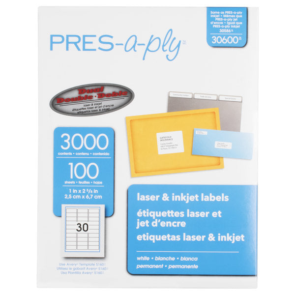 Avery® 30600 - PRES-a-ply™ Address Labels, 1