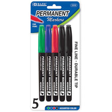 Load image into Gallery viewer, MARKER - Fine Tip Assorted Color Permanent Markers w/ Pocket Clip (5/Pack)