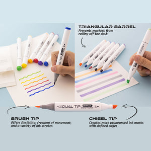 BAZIC 6 PRIMARY COLORS DUAL TIP SKETCH MARKERS