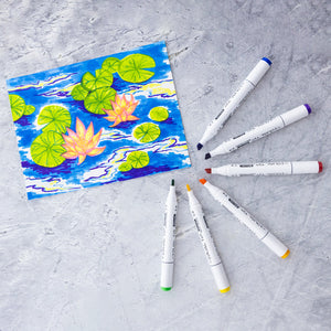 BAZIC 6 PRIMARY COLORS DUAL TIP SKETCH MARKERS