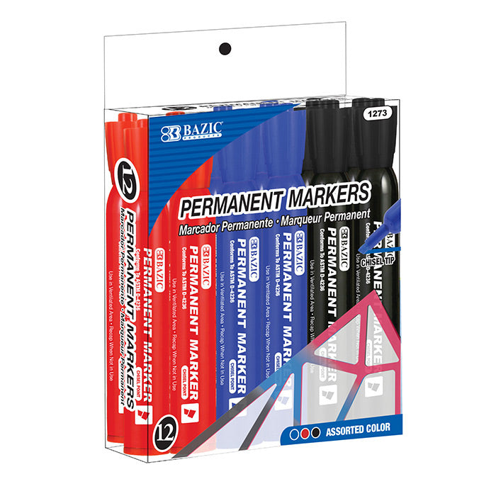 BAZIC ASSORTED COLOR CHISEL TIP DESK STYLE PERMANENT MARKERS