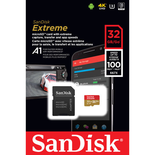 Sandisk Extreme U3 32GB Micro-SD + Adp CL10 - 100mb/s Read