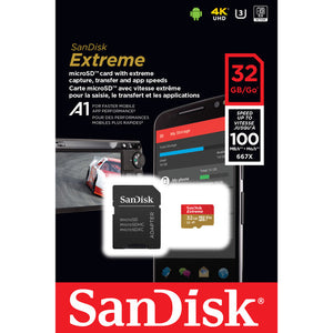 Sandisk Extreme U3 32GB Micro-SD + Adp CL10 - 100mb/s Read