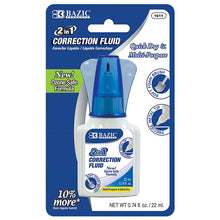 Load image into Gallery viewer, BAZIC 0.74 FL OZ (22ML) 2 IN 1 CORRECTION W/ FOAM BRUSH APPLICATOR &amp; PEN TIP