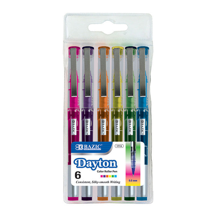 BAZIC 6 Color Dayton Rollerball Pen w/ Metal Clip