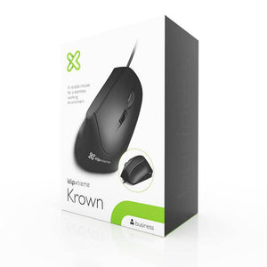 KLIPX MOUSE KROWN USB WIRED BLACK ULTRA ERGONOMIC