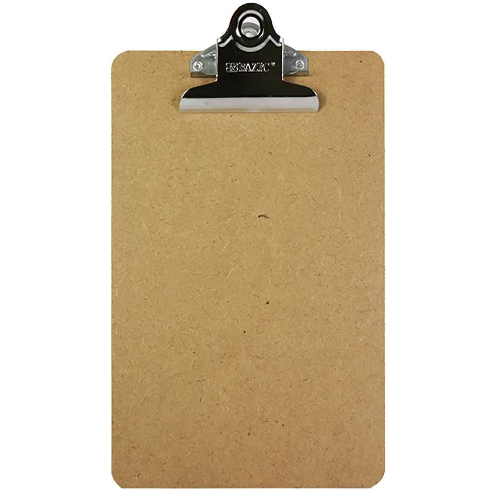 BAZIC Hardboard Clipboard w/ Sturdy Spring Clip - Memo Size