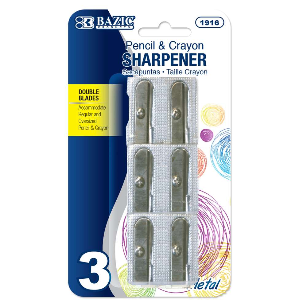BAZIC Dual Blade Metal Pencil Sharpener (3/Pack)