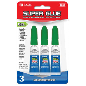 BAZIC Super Glue Gel 0.07 oz (2g)(3/Pack)