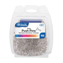 Load image into Gallery viewer, BAZIC Push Pins Clear Transparent (100/Pack)