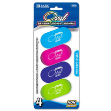 Load image into Gallery viewer, BAZIC Oval Eraser Bright Color (4/Pack)