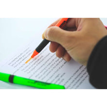 Load image into Gallery viewer, BAZIC Pen Style Fluorescent Highlighter Yellow w/ Cushion Grip (4/Pack)