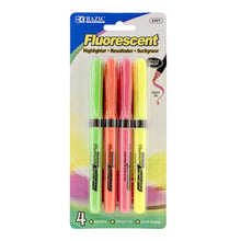 Load image into Gallery viewer, BAZIC Pen Style Fluorescent Highlighter Yellow w/ Cushion Grip (4/Pack)