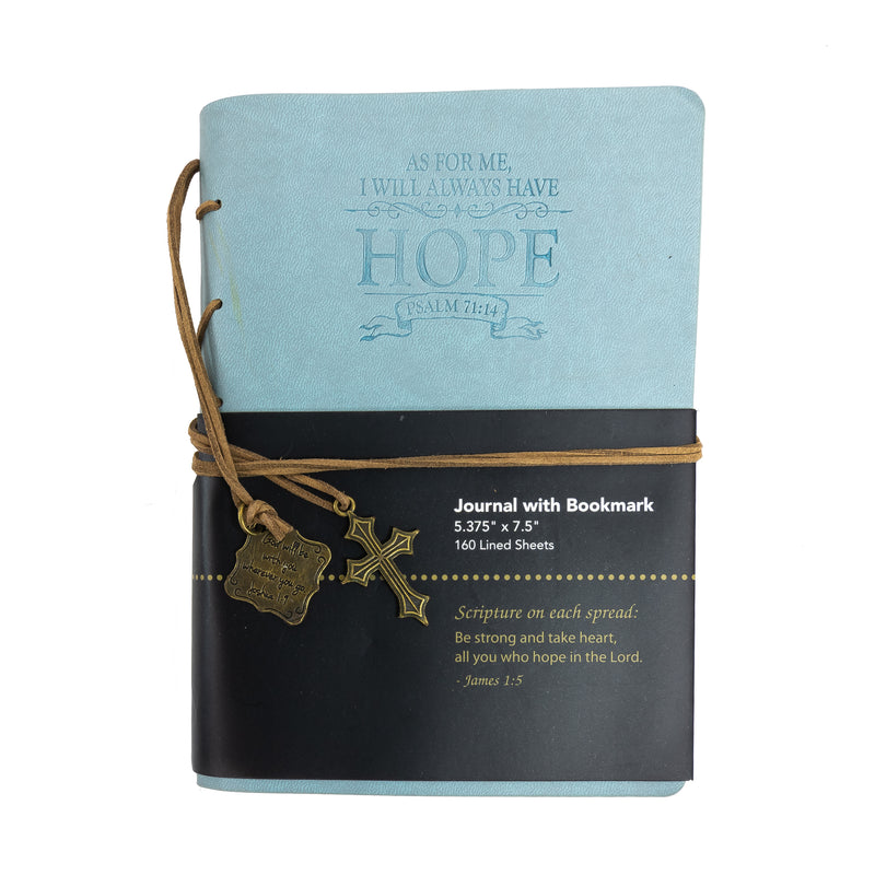LEATHER WRAPPED JOURNAL: DUSTY BLUE, HOPE