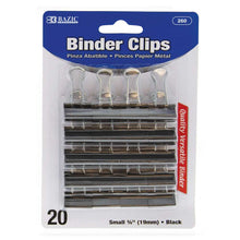 Load image into Gallery viewer, BAZIC Small 3/4&quot; (19mm) Black Binder Clip (20/Pack)