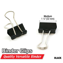 Load image into Gallery viewer, BAZIC Medium 1 -1/4 (32mm) Black Binder Clip (12/Pack)