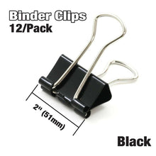 Load image into Gallery viewer, BAZIC LARGE 2&quot; (51MM) BLACK BINDER CLIP (12/BOX)