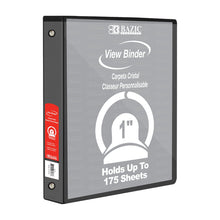 Load image into Gallery viewer, BAZIC 1&quot; BLACK 3-RING VIEW BINDER W/2-POCKET